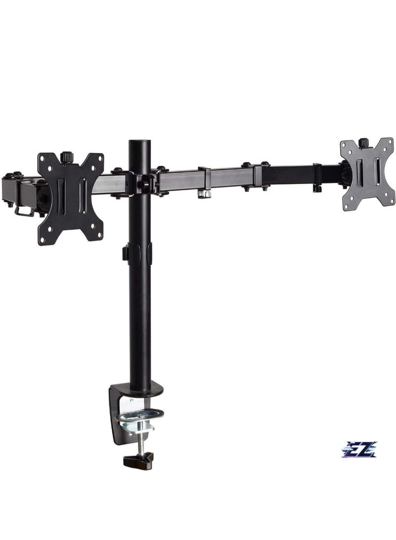 ELTRAZONE Dual LCD Monitor Desk Mount Stand Heavy Duty Fully Adjustable fits 2 /Two Screens up to 27" - Image 1