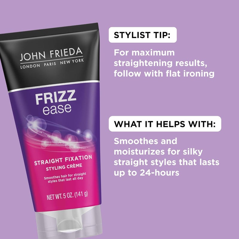 John Frieda Frizz-Ease Straight Fixation Smoothing Creme For Unisex - 5 Oz - Image 3