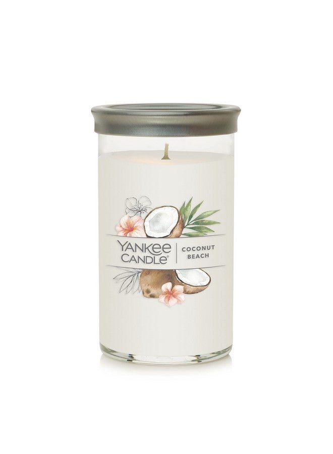 YANKEE CANDLE Yankee Candle Coconut Beach Signature Medium Pillar Candle, White, 14.25oz - Image 1
