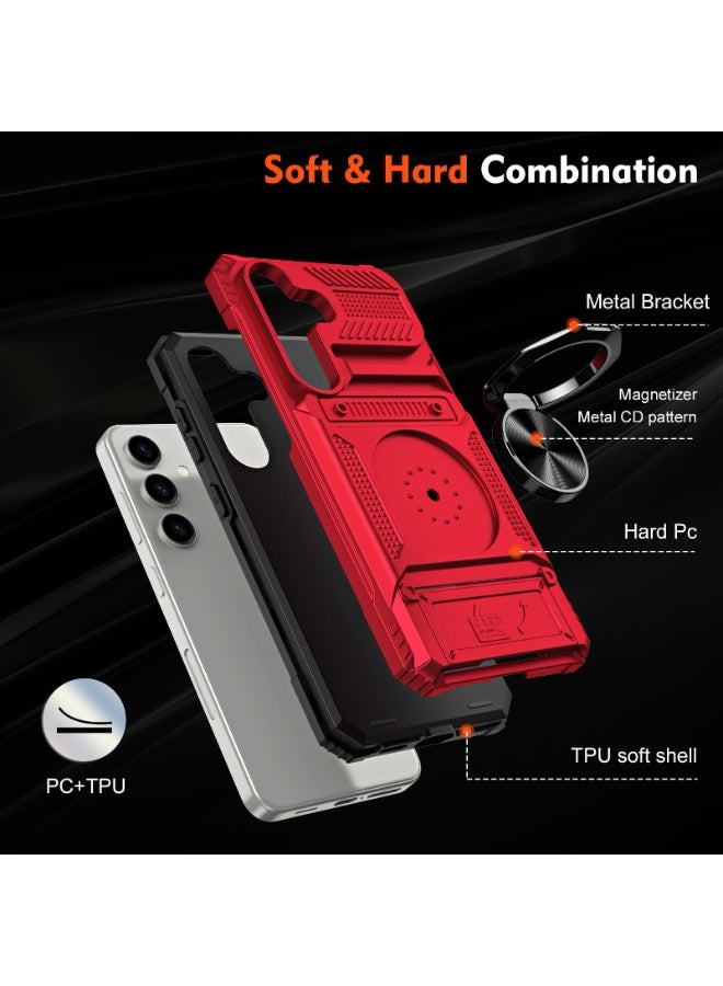general Case for Galaxy A17 5G,Military TPU+PC [Built-in Magnetic Kickstand] with Card Holder Dual-Layer Heavy Duty Shockproof Protection Phone Case for Samsung Galaxy A17 5G - Image 4