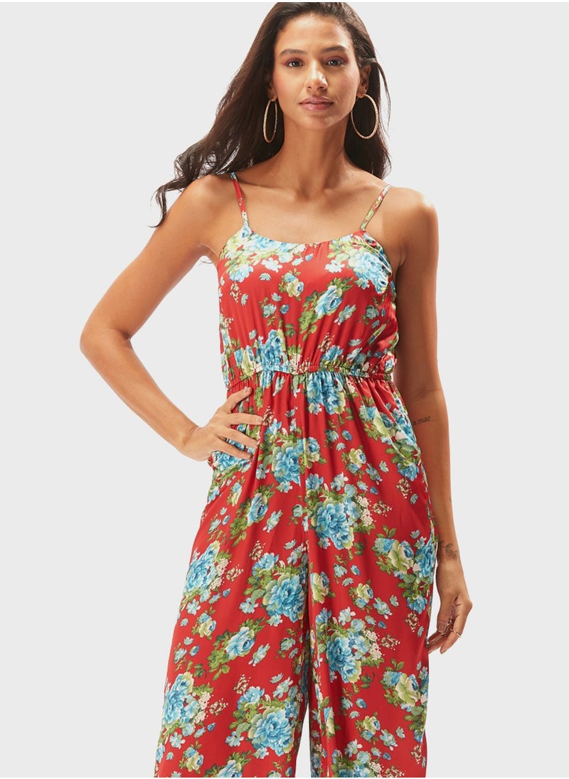 2Xtremz - Floral Print Pocket Detail Jumpsuit - Image 1