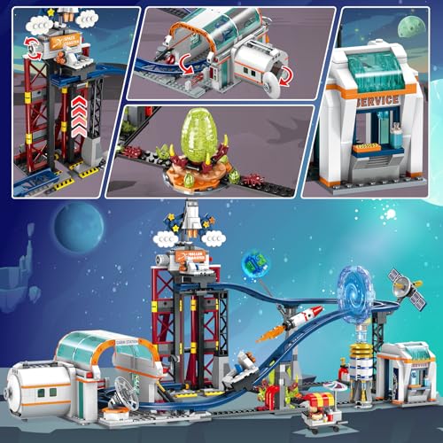 HOGOKIDS Space Roller Coaster Building Toy - 926PCS Coaster Building Set Features Lift Platform, Satellites, Rocket Buildable Space Rollercoaster Adventure Park for Adults Kids Girl Boy Ages 8+ - Image 3