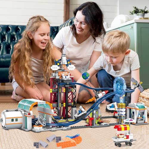 HOGOKIDS Space Roller Coaster Building Toy - 926PCS Coaster Building Set Features Lift Platform, Satellites, Rocket Buildable Space Rollercoaster Adventure Park for Adults Kids Girl Boy Ages 8+ - Image 4