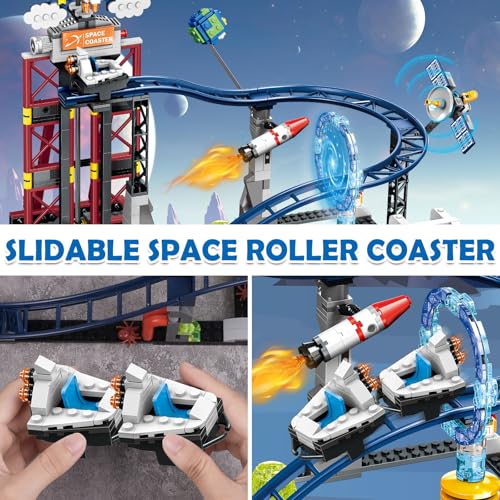 HOGOKIDS Space Roller Coaster Building Toy - 926PCS Coaster Building Set Features Lift Platform, Satellites, Rocket Buildable Space Rollercoaster Adventure Park for Adults Kids Girl Boy Ages 8+ - Image 5