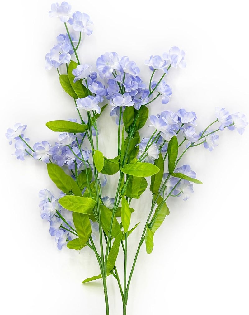 Featuman زهور اصطناعية بنفسجية من شركة Featuman مع سيقان، 2 باقة من نوع “Forget Me Not”، زهور اصطناعية للوضع في الوعاء، زهور حريرية بطول 18.5 بوصة مناسبة للديكور المنزلي، باقات زفاف، يوم التذكار. - Image 1