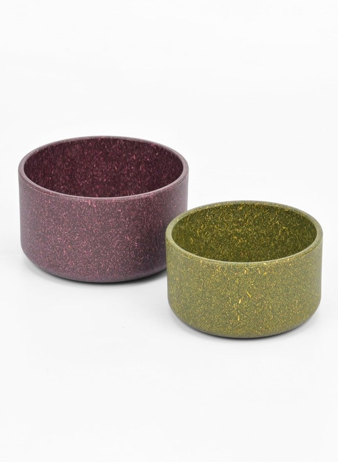 Eha Earth-Friendly Greenpaw Pet Bowls for Dogs and Cats | Dog Bowl Set | 650 ml and 350 ml | Pet Bowl Made with Rice Husk and Bamboo Fibers | Dog Food Bowl | Anti-Skid | Set of 2 | Purple-Yellowgreen - Image 1