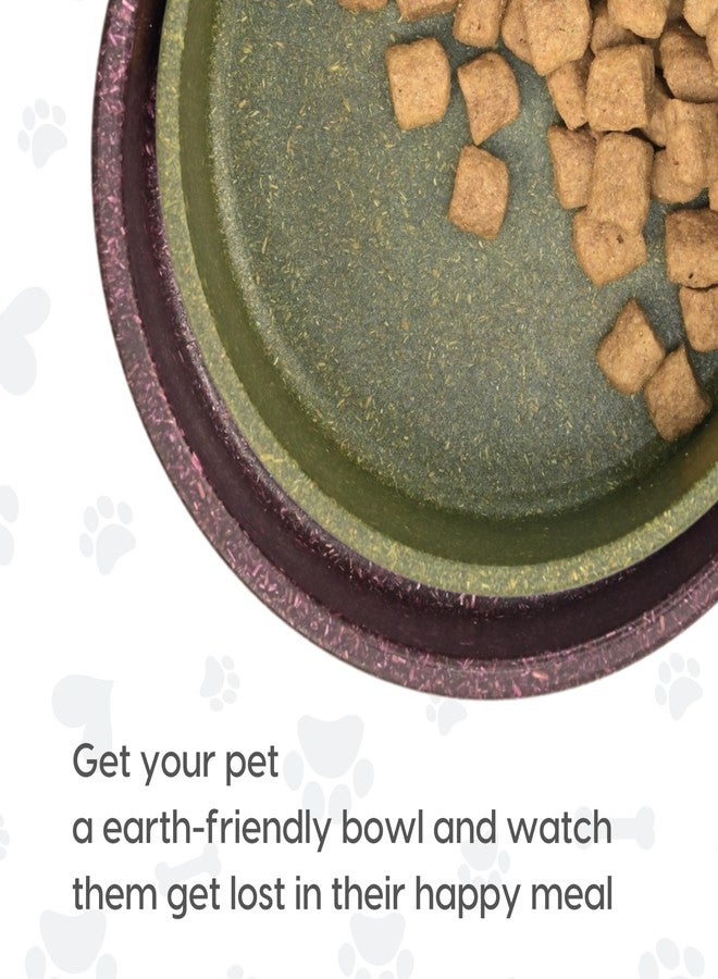 Eha Earth-Friendly Greenpaw Pet Bowls for Dogs and Cats | Dog Bowl Set | 650 ml and 350 ml | Pet Bowl Made with Rice Husk and Bamboo Fibers | Dog Food Bowl | Anti-Skid | Set of 2 | Purple-Yellowgreen - Image 2
