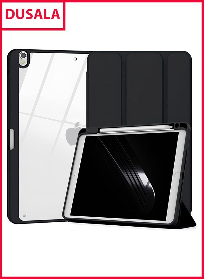 DUSALA Case for iPad Pro 10.5-Inch and iPad Air 3 (10.5-Inch 2019, 3rd Generation) with Pencil Holder, Slim Stand Protective Cover with Clear Transparent Back Shell for iPad Pro 10.5 inch Tablet, Support Auto Wake/Sleep, (Black) - Image 1