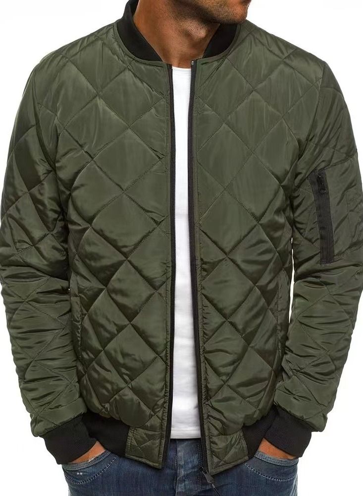 Loquat Men's Fashionable Jacket Ringed Warm Collar Cotton Jacket