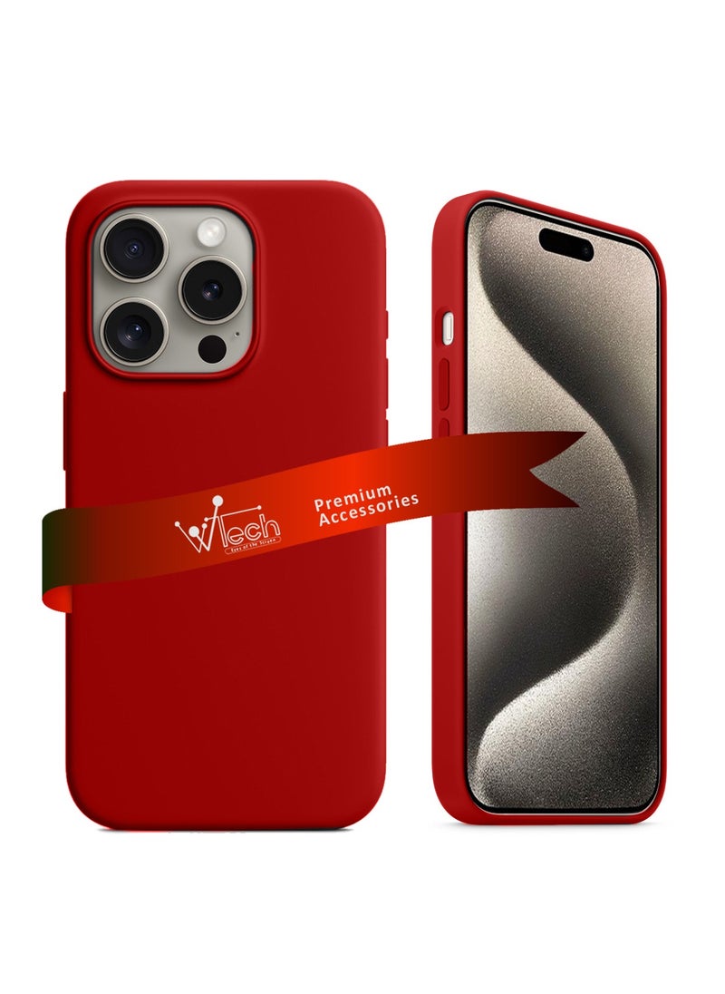 Wtech - Soft Liquid Silicone Case Cover For Apple iPhone 15 Pro Max 2023 Red - Image 1