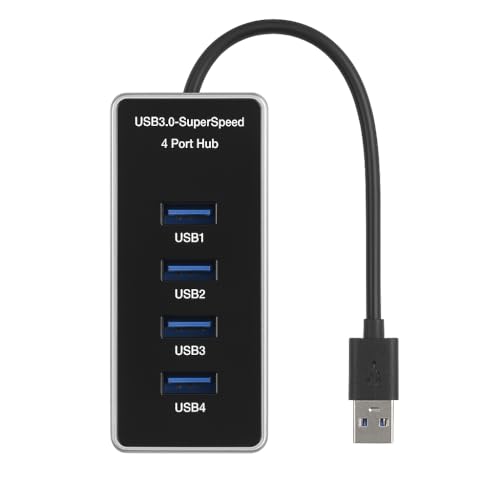 JK Vision USB 3.0 4-Port Hub with 30cm Cable, SuperSpeed 5Gbps Data Transfer, LED Indicator, Slim Design, Overcurrent Protection, Compatible with Laptop, PC, Mac – Black - Image 1