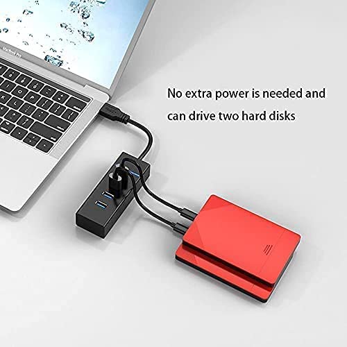 JK Vision USB 3.0 4-Port Hub with 30cm Cable, SuperSpeed 5Gbps Data Transfer, LED Indicator, Slim Design, Overcurrent Protection, Compatible with Laptop, PC, Mac – Black - Image 2