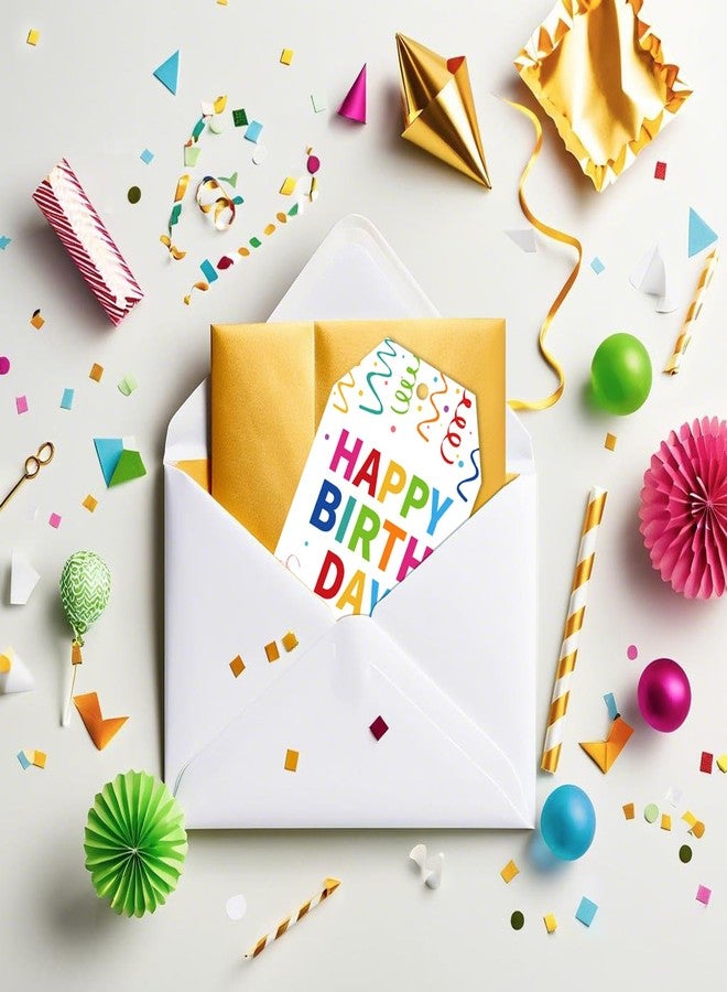 TQQBUU 50pcs Happy Birthday Tags with String, Punched Hole Gift Tags -Perfect for Goodie Bags and Birthday Party (3.3" x 2.2") - Colorful - Image 4