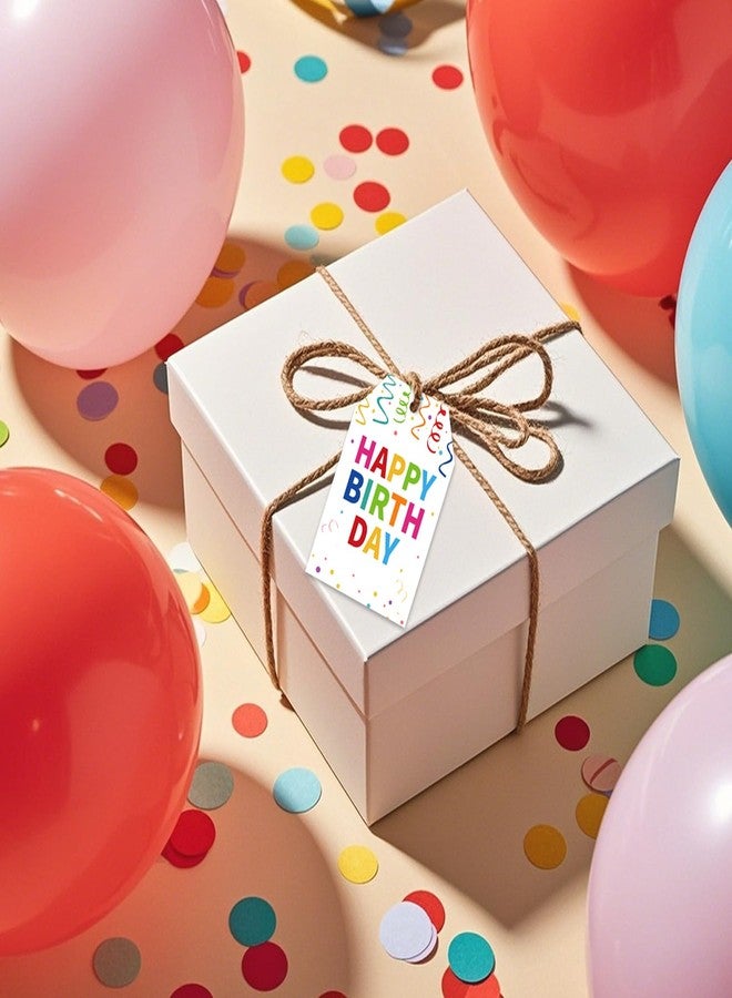 TQQBUU 50pcs Happy Birthday Tags with String, Punched Hole Gift Tags -Perfect for Goodie Bags and Birthday Party (3.3" x 2.2") - Colorful - Image 5