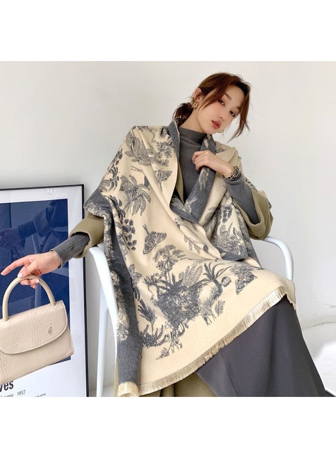 New Scarf Women's Winter European And American Color-matching Warm Neck Imitation Cashmere Letter Double-sided Thickened Air Conditioning Shawl