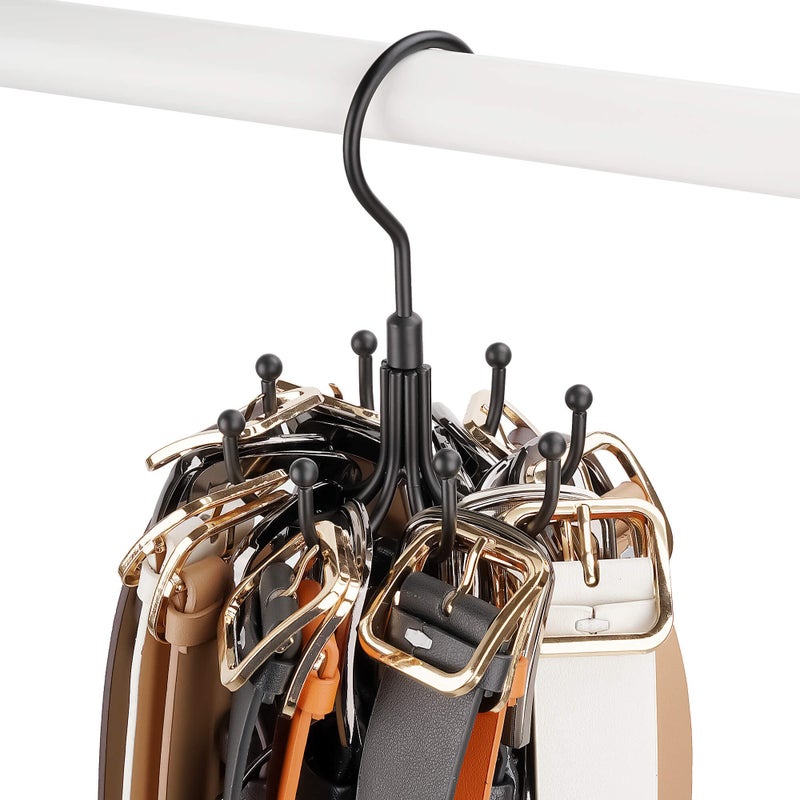 Zedodier Belt Hanger  Rotatable Belt Rack Closet Accessories Organizer  Maximum 24 Storage Capacity  Hanging Holder Storage Hook For Belt  Bra  Tank Top  Tie  Scarf  Purse  Black - Image 4