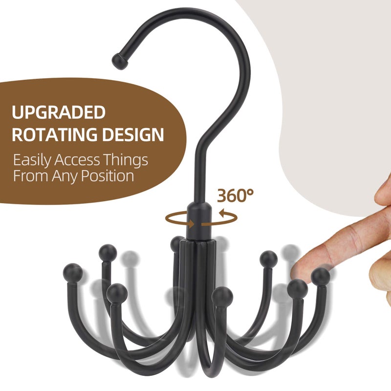 Zedodier Belt Hanger  Rotatable Belt Rack Closet Accessories Organizer  Maximum 24 Storage Capacity  Hanging Holder Storage Hook For Belt  Bra  Tank Top  Tie  Scarf  Purse  Black - Image 2