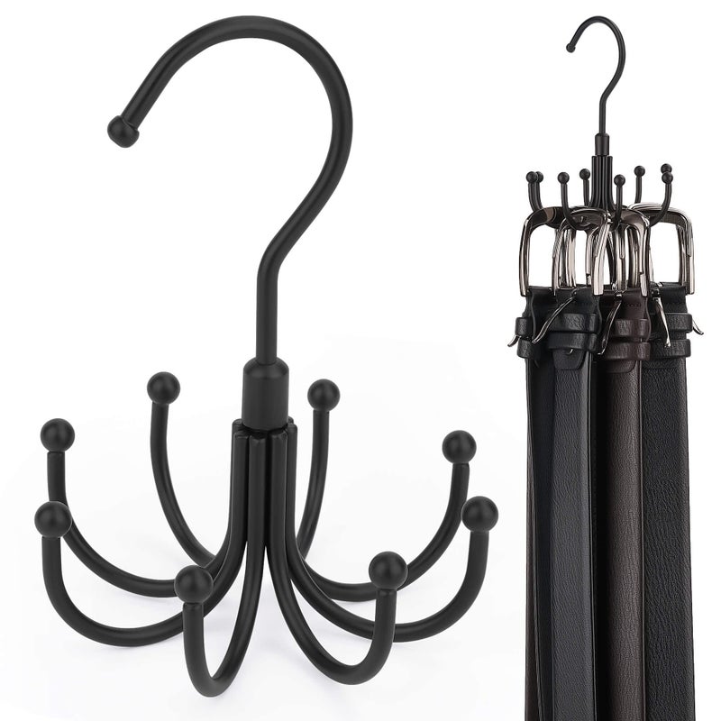 Zedodier Belt Hanger  Rotatable Belt Rack Closet Accessories Organizer  Maximum 24 Storage Capacity  Hanging Holder Storage Hook For Belt  Bra  Tank Top  Tie  Scarf  Purse  Black - Image 1
