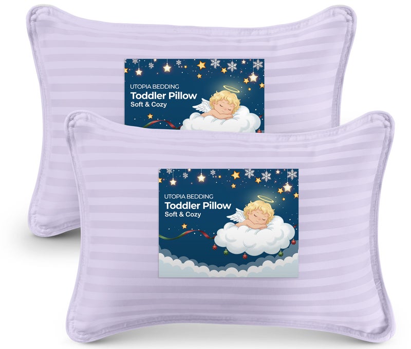 Utopia Bedding Toddler Pillow (Lavender, 2 Pack), 13x18 Pillows for Sleeping, Soft and Breathable Cotton Blend Shell, Small Kids Pillow Perfect for Toddler Bed and Travel (Intended for Age 2 and up) - Image 1