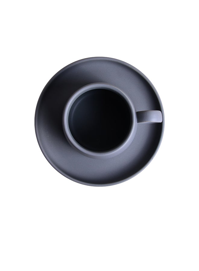 إسكدنيا فنجان بتصميم عميق وصحن رمادي - Image 3