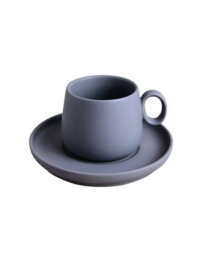 إسكدنيا فنجان بتصميم عميق وصحن رمادي - Image 1