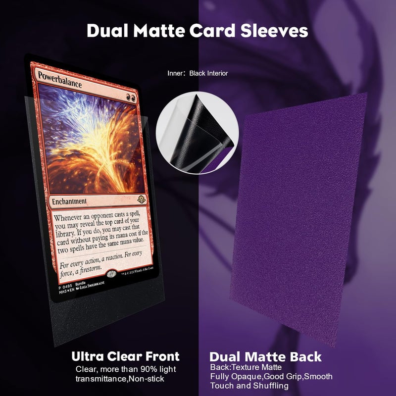 Katomula MTG Card Sleeves, Dual Matte Card Sleeves, Standard Card Sleeve for MTG, PKM, Flesh & Blood, Soul Purple - Image 3