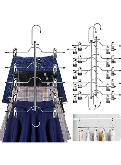 Space Saving: Each multi-layer pants hangers with clips can at least hold up 5 items, the size of 54*32.5*5.5cm fits most standard closet, help you easy to organize your clothes and maximize to save your closet space.