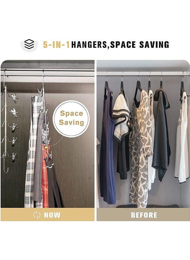 Space Saving: Each multi-layer pants hangers with clips can at least hold up 5 items, the size of 54*32.5*5.5cm fits most standard closet, help you easy to organize your clothes and maximize to save your closet space.