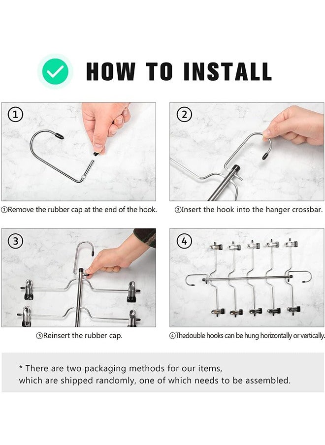 Space Saving: Each multi-layer pants hangers with clips can at least hold up 5 items, the size of 54*32.5*5.5cm fits most standard closet, help you easy to organize your clothes and maximize to save your closet space.