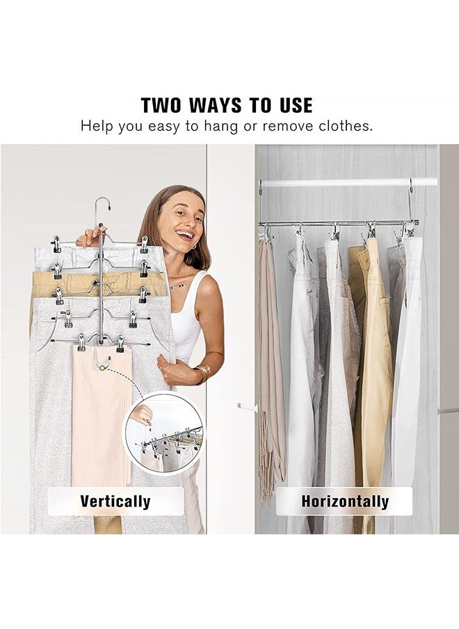 Space Saving: Each multi-layer pants hangers with clips can at least hold up 5 items, the size of 54*32.5*5.5cm fits most standard closet, help you easy to organize your clothes and maximize to save your closet space.