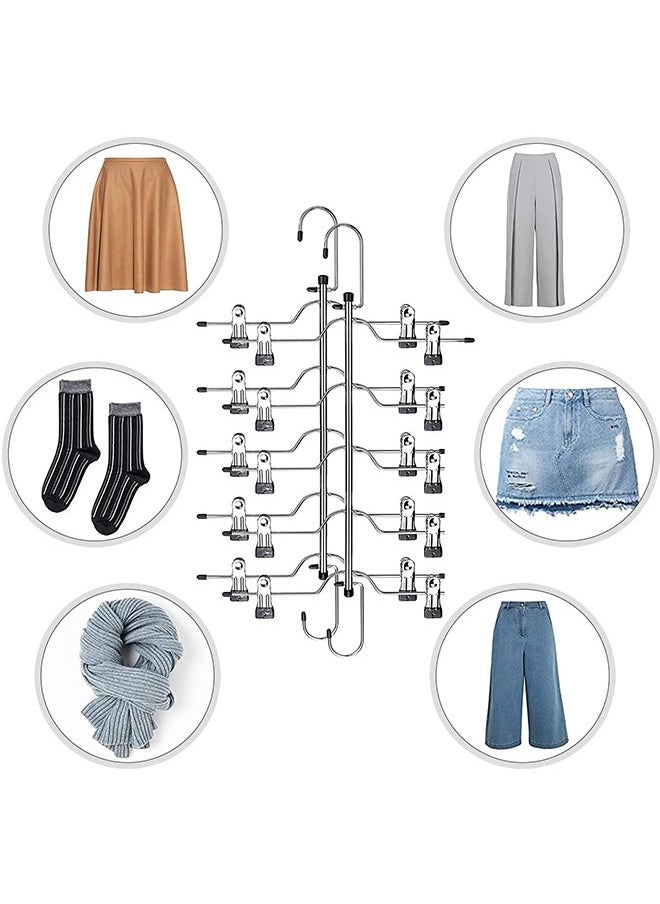 Space Saving: Each multi-layer pants hangers with clips can at least hold up 5 items, the size of 54*32.5*5.5cm fits most standard closet, help you easy to organize your clothes and maximize to save your closet space.
