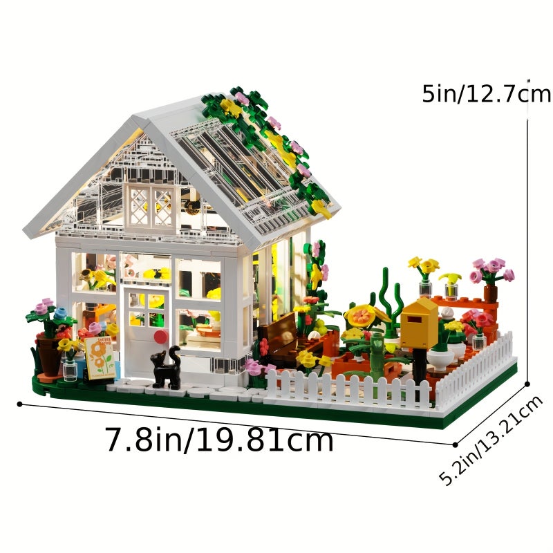 MESIONDY Fairy Tale Garden Hut Building Blocks Set, No Lighting Function, Creative Greenhouse Model, Children's Home Decoration Building Toys, Ideal Choice for Halloween, Christmas, and Birthday Gifts