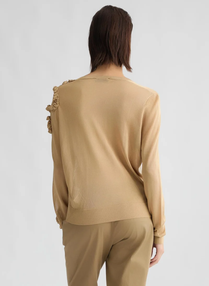 ليو جو Beige jumper with ruching