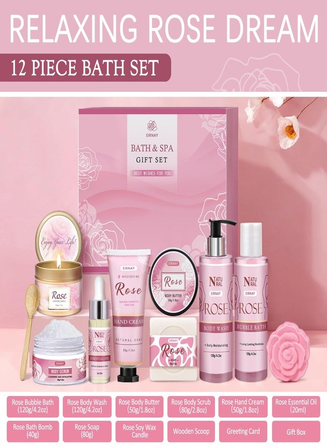 EIRNAY Gifts for Women, 12 PCS Birthday Gifts for Women Rose Relaxing Spa Basket Self Care Package for Her Mom Sister Wife Friend Unique Mothers Day Valentine Gift Ideal - Image 2