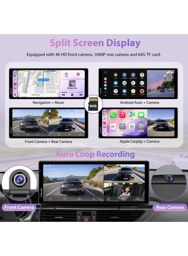 Carpuride Portable Wireless Carplay & Android Auto – 10.26-inch HD IPS Screen, GPS, Siri, Music, Dashboard Mounted - Image 3