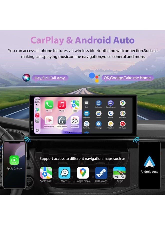 Carpuride Portable Wireless Carplay & Android Auto – 10.26-inch HD IPS Screen, GPS, Siri, Music, Dashboard Mounted - Image 5