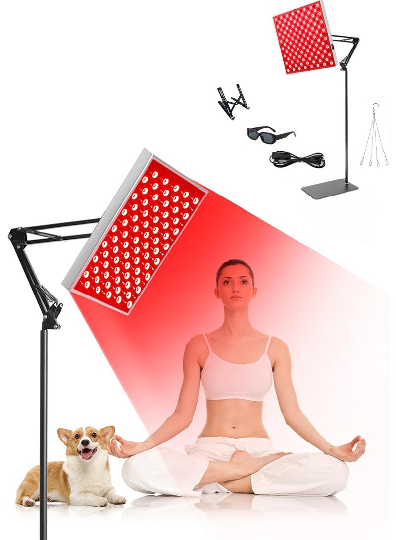 مصباح معالجة الضوء الأحمر للجسم -قابل للتعديل 660 نانومتر و 850 نانومتر لوحة ضوء مزدوجة، حامل أرضية محمول لرعاية الجلد المنزلي وترقيق العضلات، جهاز معالجة الضوء الأحمر/الأشعة تحت الحمراء القابلة لإعادة الشحن - Image 1