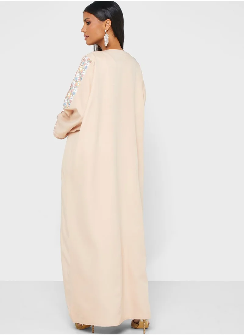 hayas closet Embellished Flared Sleeve Abaya