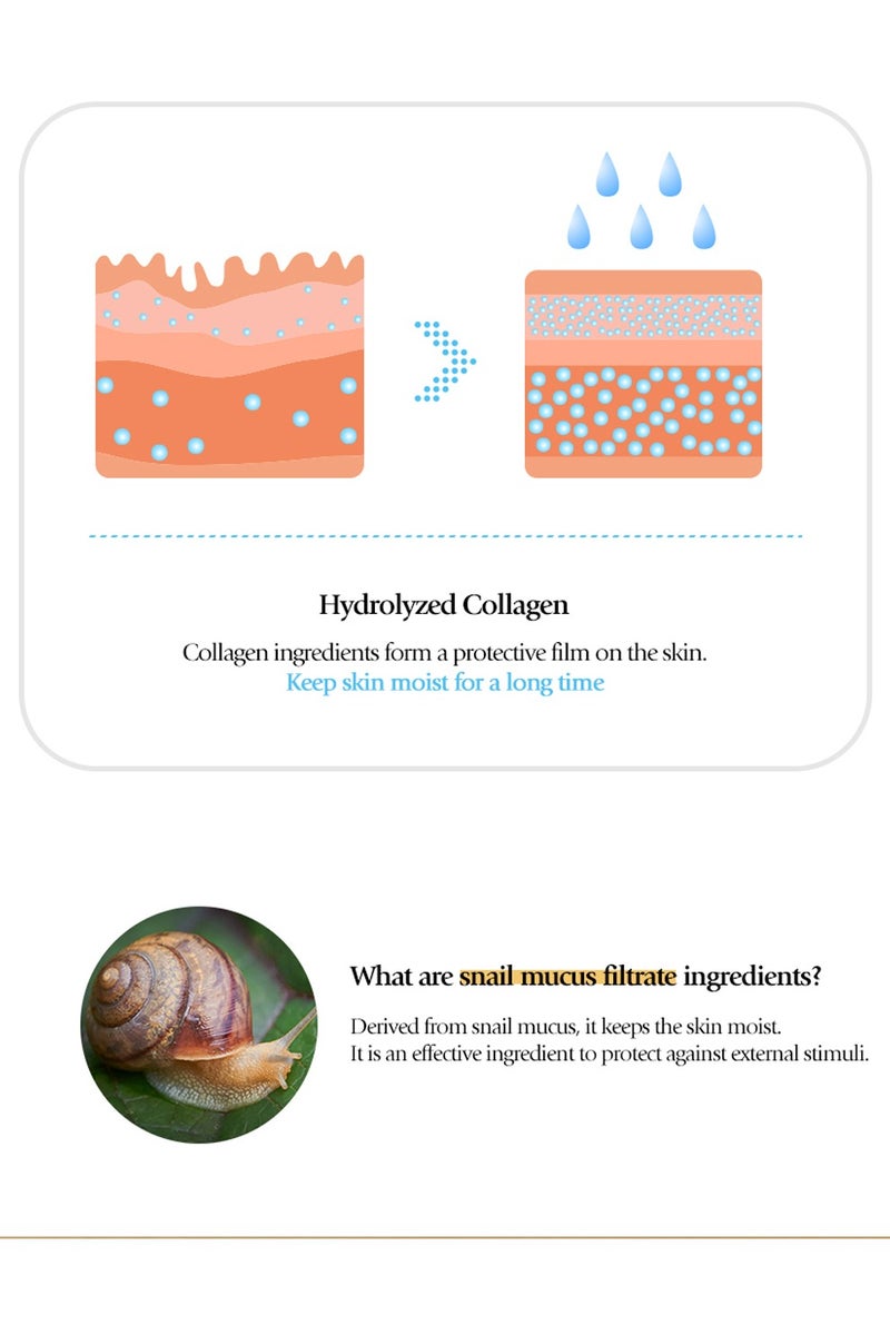 Eshumi Gold Mucus Revitalizing Essence 150ml combines snail mucin and gold extracts to deeply hydrate, boost skin vitality, improve firmness, and reveal a luminous, youthful glow. - Image 3