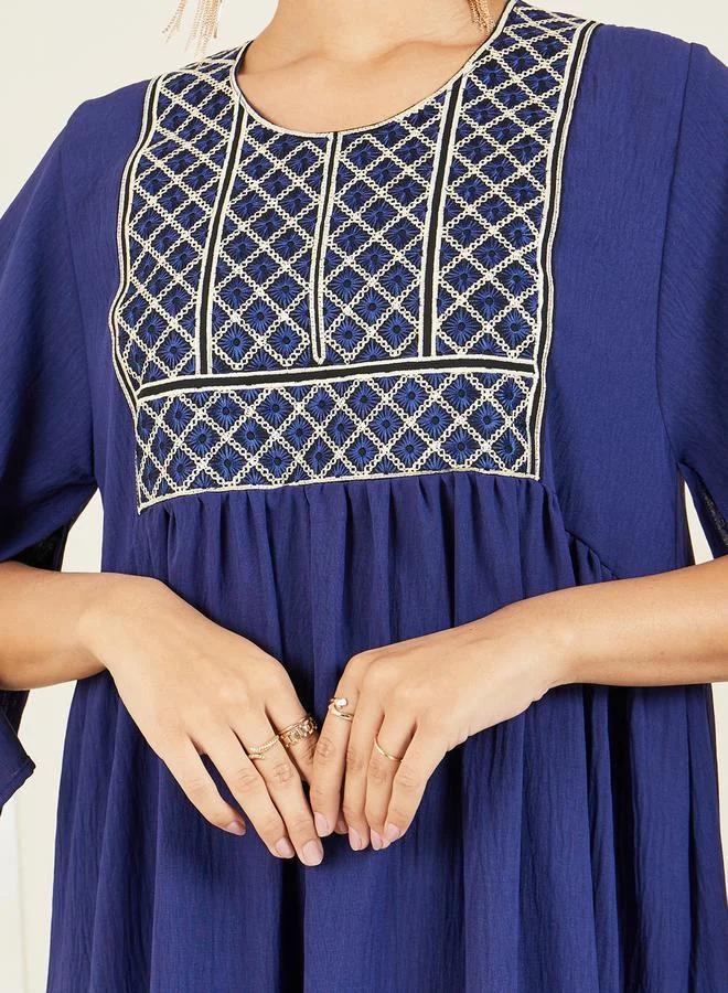 Styli Embroidered Cape Sleeves Jalabiya