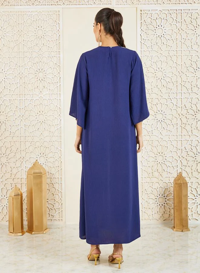 Styli Embroidered Cape Sleeves Jalabiya