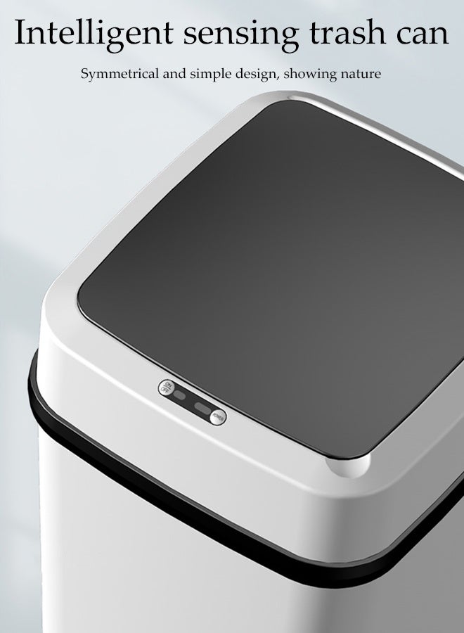 DUNISO Touchless Trash Can ， Automatic Motion Sensor Rubbish Can with Lid，Intelligent  Can for Bathroom,Bedroom,Kitchen,Office,Living Room,Toilet（White) - Image 3