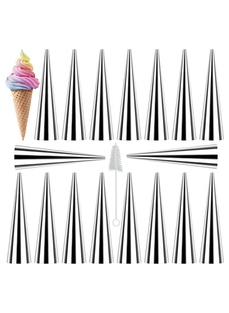 SOLARAE 16Pcs Cream Horn Molds Baking Cones Cream Roll Horn Forms Stainless Steel Cannoli Tubes Ice Cream Mold Standing Cone Shap Conical Danish Pastry Croissant Cones Moulds Large Size 4.7 inch - Image 1
