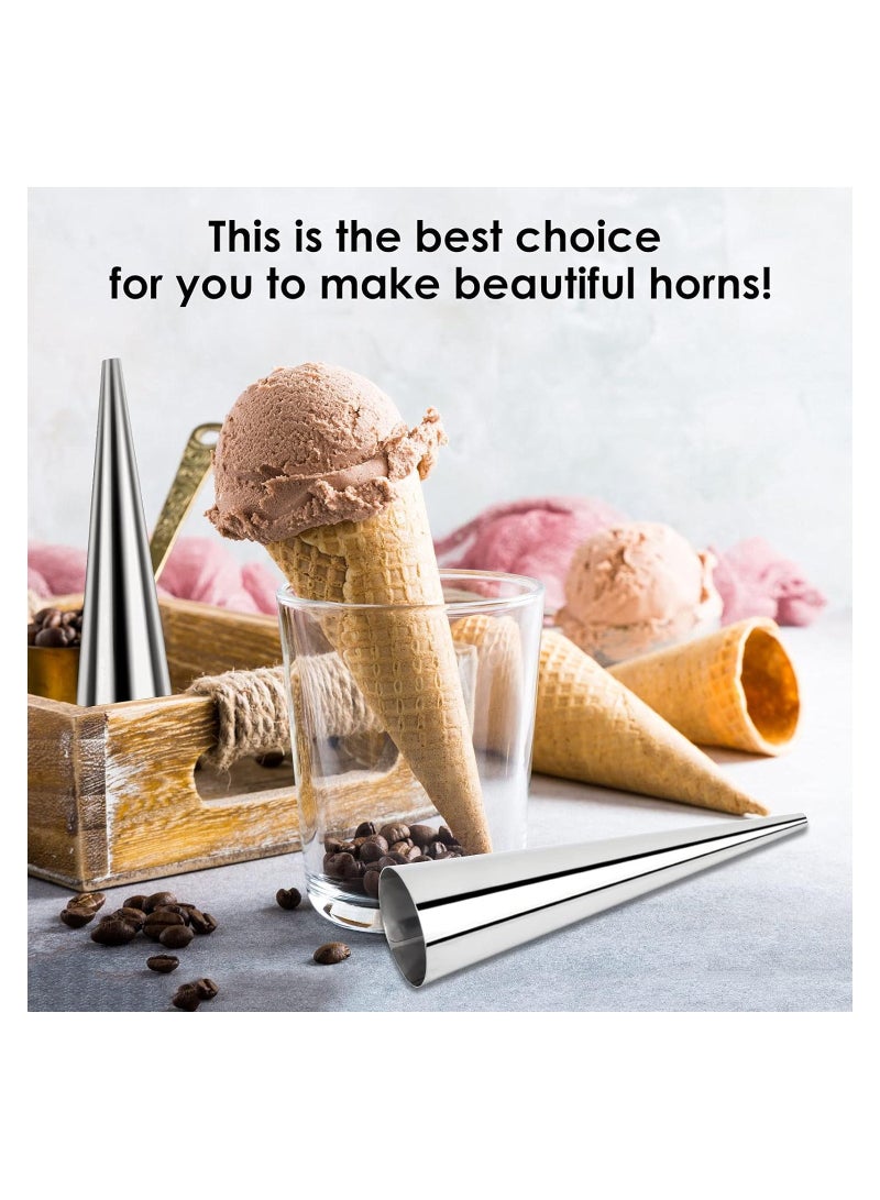 SOLARAE 16Pcs Cream Horn Molds Baking Cones Cream Roll Horn Forms Stainless Steel Cannoli Tubes Ice Cream Mold Standing Cone Shap Conical Danish Pastry Croissant Cones Moulds Large Size 4.7 inch - Image 3