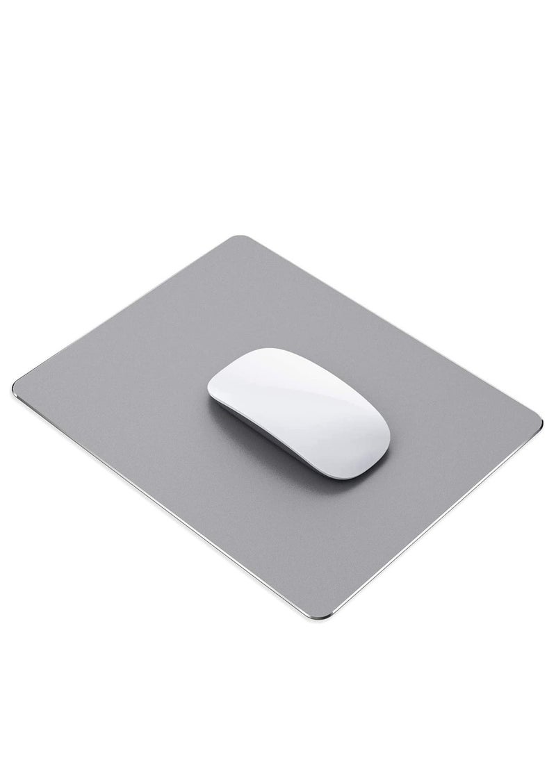 Aluminum Mouse Pad, Double-Sided, Ultra-Thin & Waterproof for Office & Gaming, Fast Precision Control for Laptops (Gray, 8.7x7.1in) - Image 1