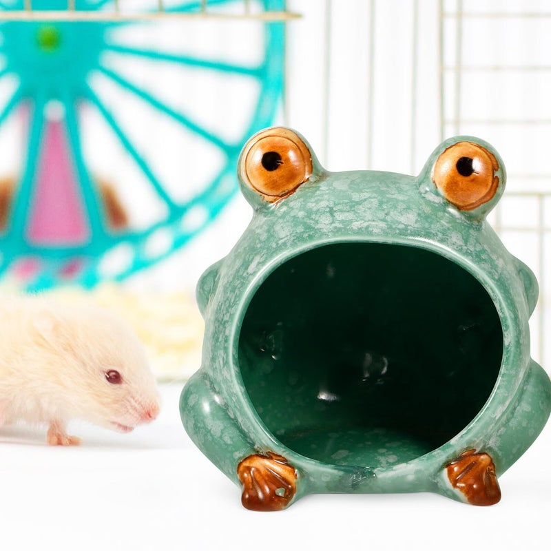 Ceramic Hamster Cooling Nest Frog Shape Pet Hideout - Image 4