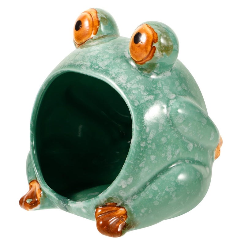 Ceramic Hamster Cooling Nest Frog Shape Pet Hideout - Image 2
