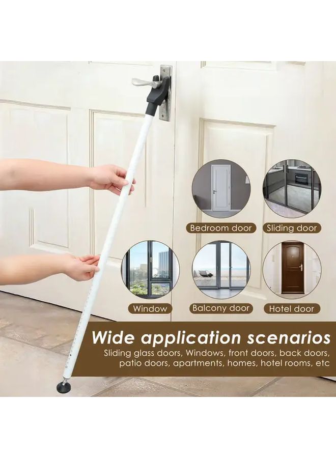 White Heavy Duty Door Security Bar 44-55 Inch Adjustable Jammer for Home Protection - Image 5