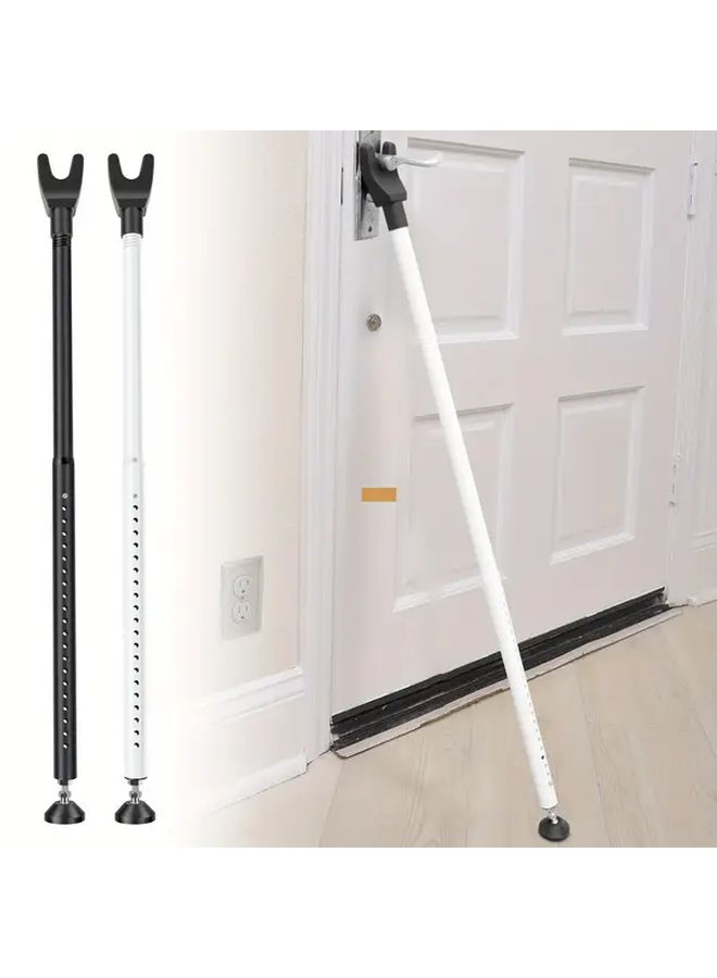 White Heavy Duty Door Security Bar 44-55 Inch Adjustable Jammer for Home Protection - Image 1