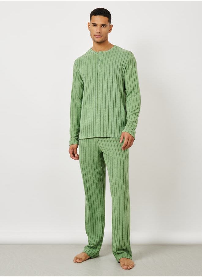 Styli - Ribbed T-Shirt & Open Hem Pyjama Set - Image 1